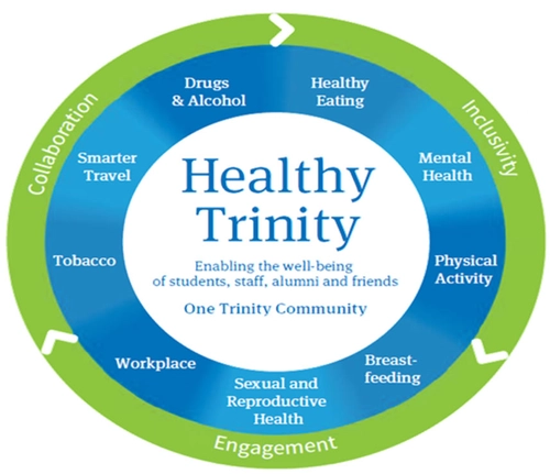 Healthy Trinity Wheel. Collaboration. Inclusivity. Engagement.
