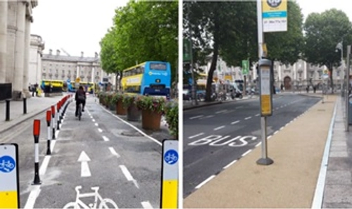 Cycling lanes in Dame Street