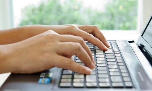 Working on the Laptop