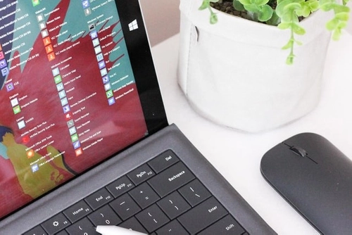 Section of laptop screen