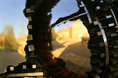 The pomodoro sculpture in Trinity College Dublin