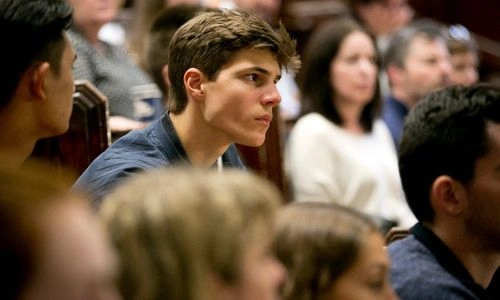 Students paying attention in a lecture.