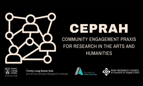 connecting people graphic white text on black background