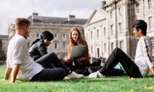 group of students sitting on grass