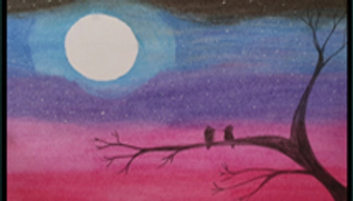 sleep - the moon and tree painting