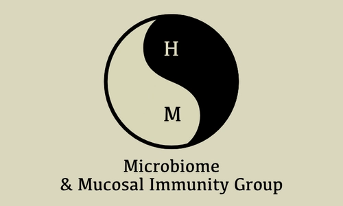 Microbiome and Mucosal Immunity research group logo in black and white, Microbiology Trinity College Dublin.