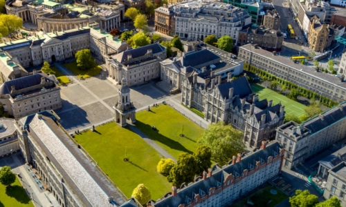 Aerial shot of Trinity College Dublin