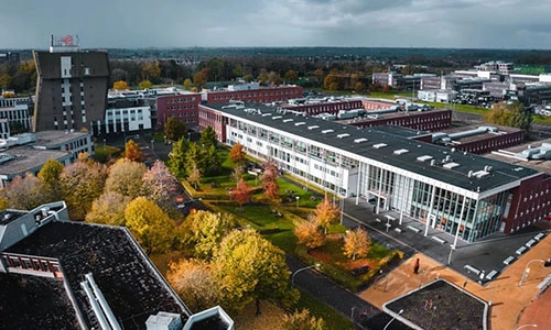 Aerial view of the campus of Hanze university