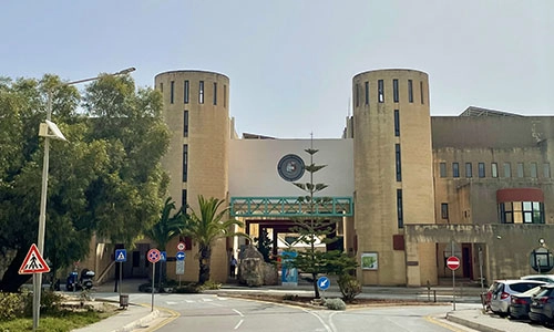 View of the front of campus of the University of Malta