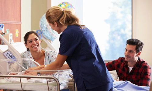 Concept of Centre. Nurse with patients in a hospital setting