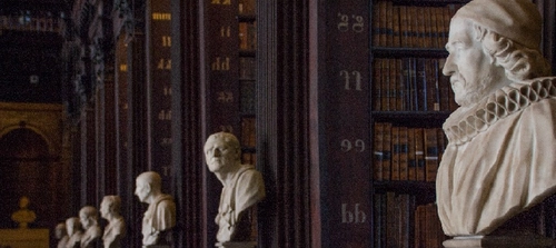 Bust statues in the Long Room Library TCD
