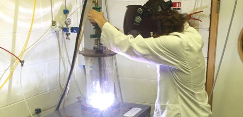 Student working in the lab