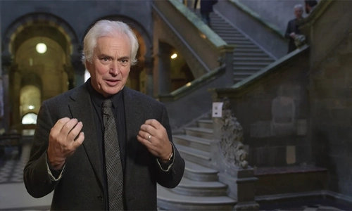 Professor Ian Robertson speaking during an interview in the Museum building, Trinity College Dublin