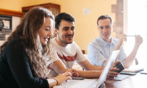 A group of students chatting