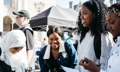 Students signing up for clubs at Open Day TCD