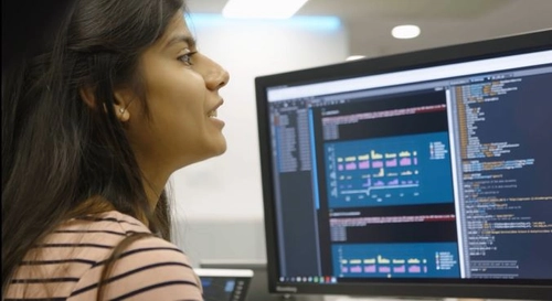 A student at a computer