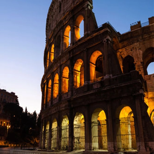 Image of the Colosseum at night time