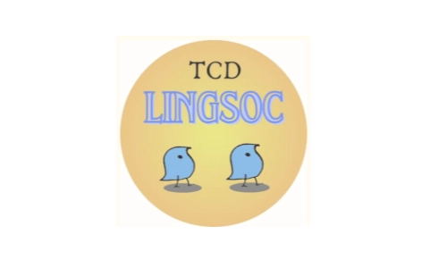 2 chickens looking a Linguistics-Society logo