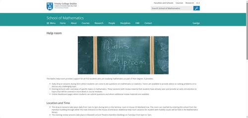 Website screenshot - Maths Room