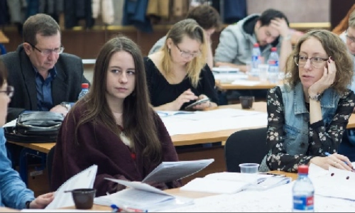 People gathered at a workshop