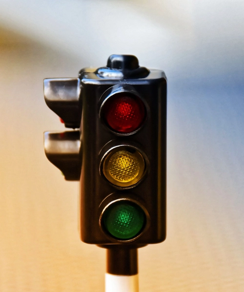 Photo of a toy traffic light set