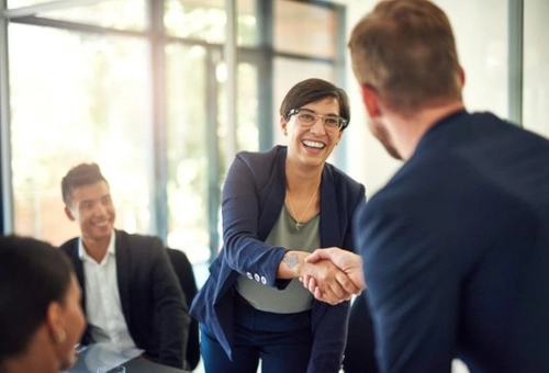 Two business people shaking hands