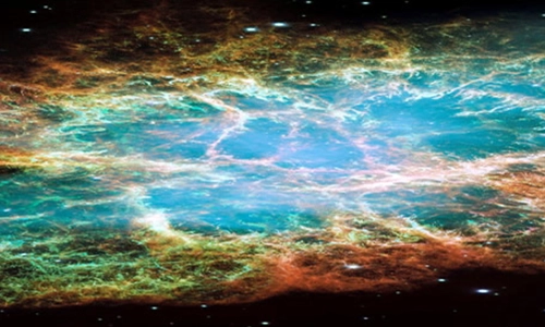 Image depicted a space and cosmos picture, multicoloured clouds and a vast distance with stars in the distance.