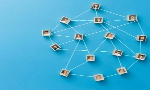 A web of people profiles linked together to demonstrate connection