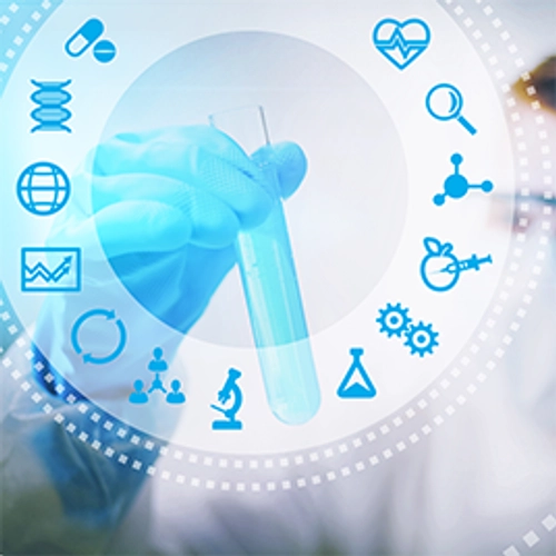 hand in lab glove holding pippette diagram