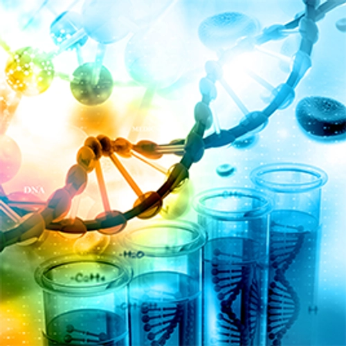 science diagram with test tubes and dna
