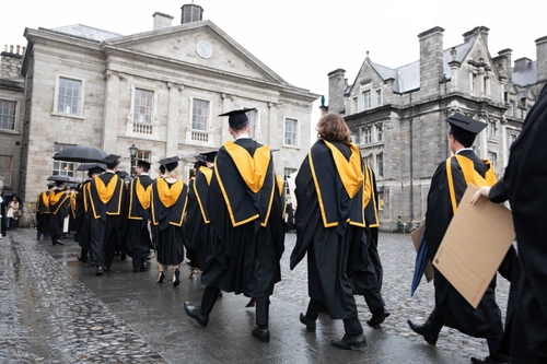 Students graduating on Front Square