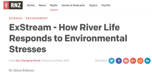 Graphic showing title ExStream - How River Life Responds to Environmental Stresses