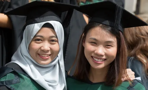 Two young women representing ethnicity & nationality at Trinity College Dublin