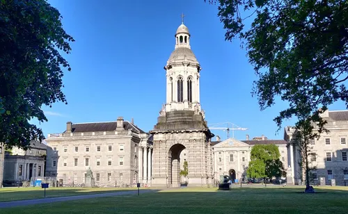 A view of the Campanile Campus Library Square TCD