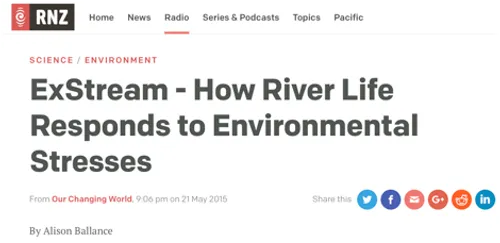 Graphic showing title ExStream - How River Life Responds to Environmental Stresses