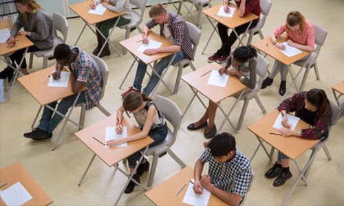 Students during a written examination