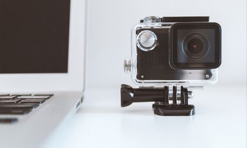 Camera and laptop