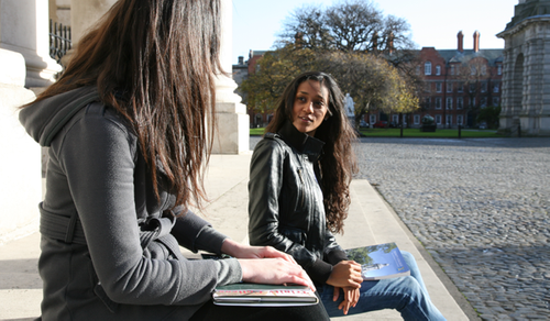 Students talking on Front Square