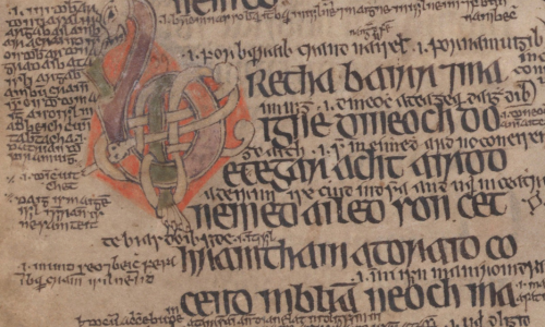 Detail of a medieval Irish manuscript.