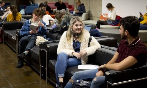 Students chatting in the Arts Building