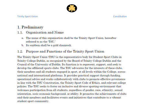 Trinity Sports Union Constitution