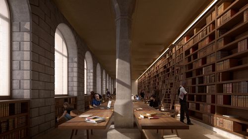 Students in library