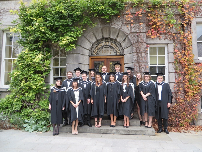 Botany graduation students on the steps of the Botany building, Trinity College Dublin.