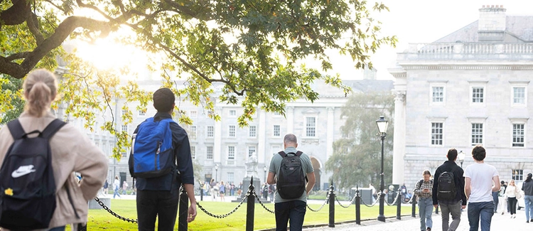 students walking on Trinity campus