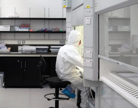 Sample Preparation, Geology student in lab, Trinity College Dublin.