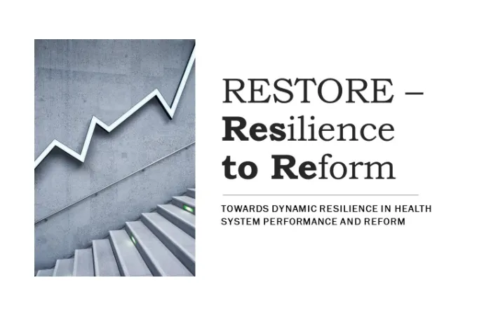 Image of staircase and text RESTORE - Resilience to Reform