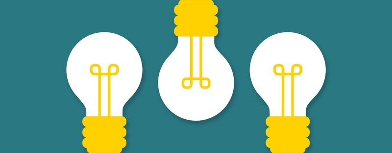 A cartoon graphic of three lightbulbs to represent the concept of ideas.