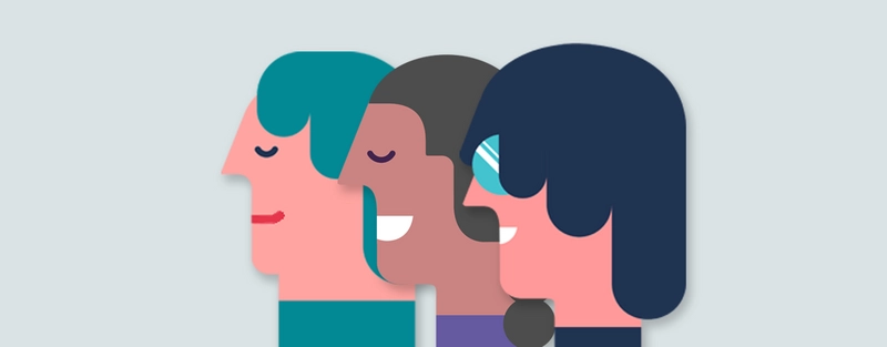 A cartoon graphic of three students.
