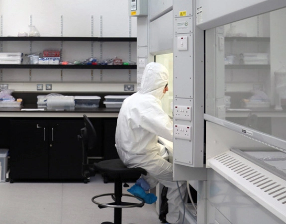 Sample Preparation, Geology student in lab, Trinity College Dublin.