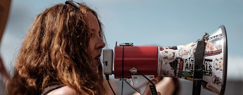 Girl holding a megaphone